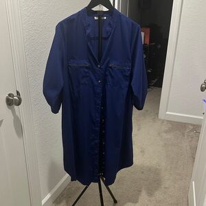 Speed Control New York Chic Navy Button Down Shirt Dress
